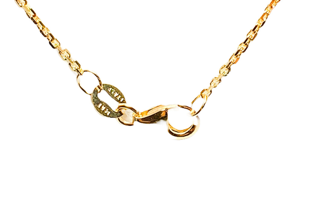 14k Yellow Gold Diamond Cut Cable Adjustable 1.3mm Chain 18″