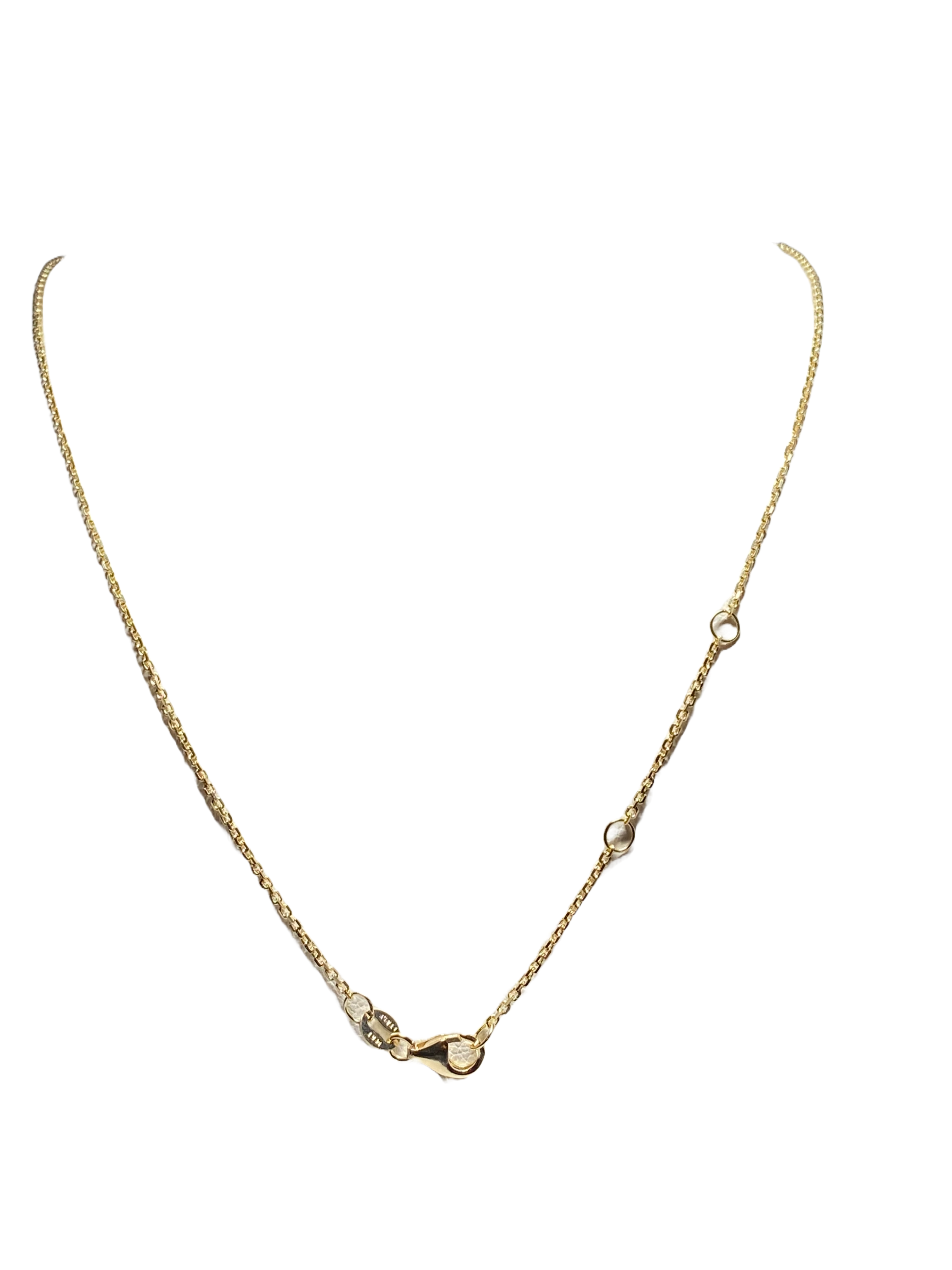14k Yellow Gold Diamond Cut Cable Adjustable 1.3mm Chain 18″